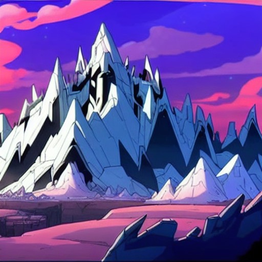 a scene of a cracked mountain with a castle in the middle of it and a sky filled with clouds above, dwspop landscape